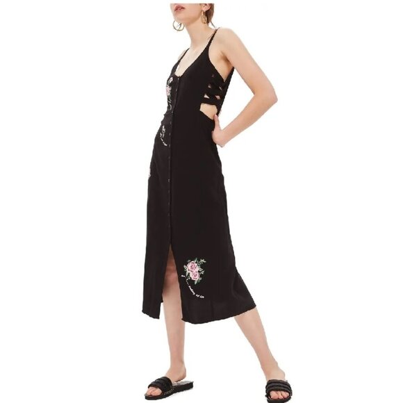 Topshop Embroidered Lattice Slipdress - Picture 1 of 4